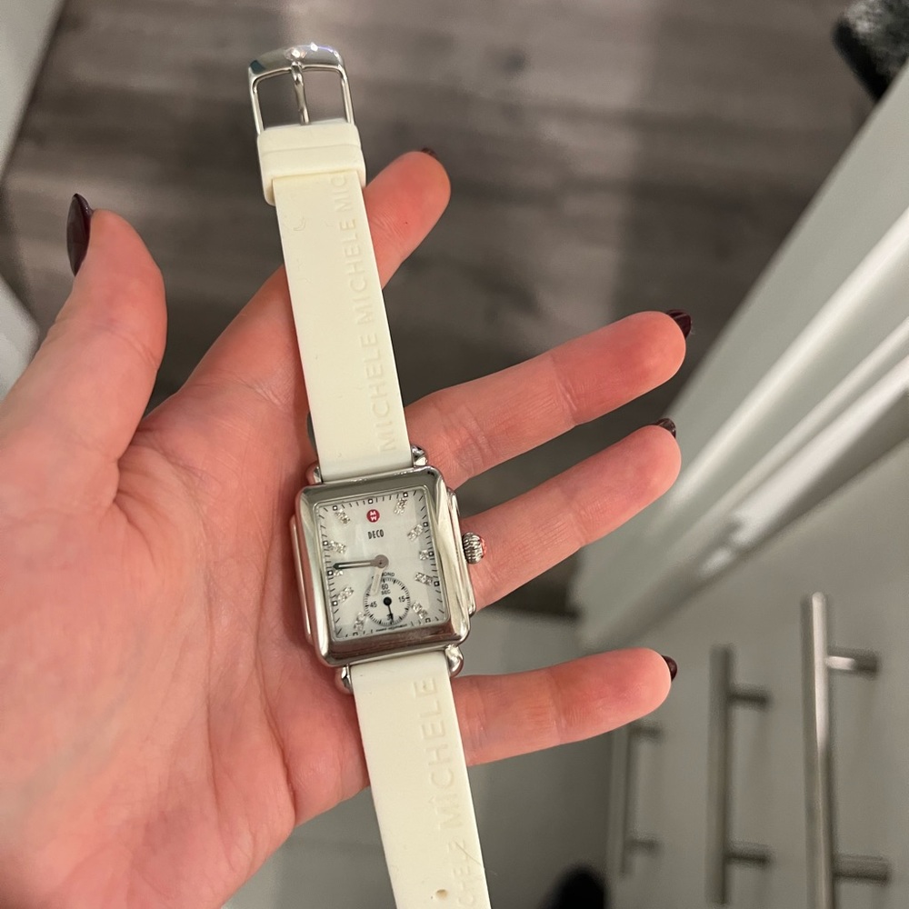 Michele Watch with Diamond Face and Rubber Strap